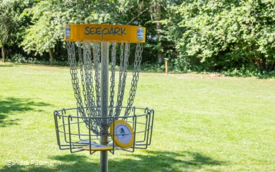 Discgolf Korb mit Scheiben