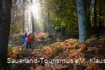 Zwei Wanderer unterwegs auf der Sauerland-Waldroute